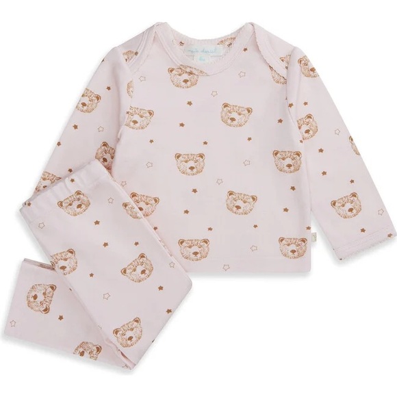 Marie Chantal Other - Marie Chantal Pink Bear Print Organic Cotton Pajama Two-Piece Set